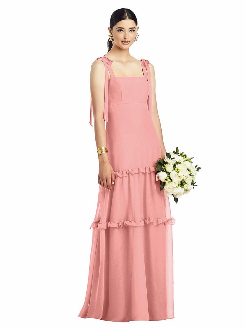 After Six size 8 Tie-Strap Ruffle Maxi Dress in Taupe